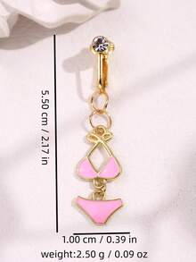 1 pièce Élégant et sexy Bague de nombril personnalisée rose Bikini, Bijou de piercing de nombril en or, Convient pour les festivals, les fêtes, les bijoux de corps pour femmes - Multicolore - Voir 5