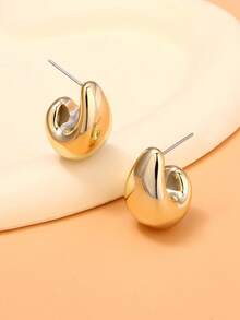 4-16pcs Fashionable Shell Texture Water Drop Twist C-Shape Earrings, Suitable As Gifts For Holidays And Loved Ones - Gold - View 6