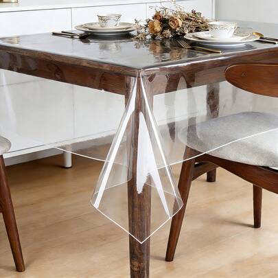 1 pezzo Tovaglia in PVC trasparente con bordo, copritavolo lavabile per tavolo da pranzo, festa e campeggio, decorazione casa e cucina, pellicola protettiva per tavolo