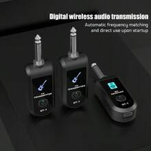 K-007 1-To-1/1-To-2 Electric Guitar Wireless Transmitter & Receiver, Musical Instrument Wireless Adapter, Compatible With 6.35MM Speaker Plug, Suitable For Electric Guitar, Bass, Electric Wind Instrument And Other Musical Instruments To Convert Wired Connection To Wireless Sound Transmission, High-Quality Audio, Rechargeable Battery DC3.7V/200mAH, Long Battery Life, Easy To Use - 均碼 - 查看 9