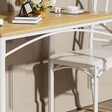 Dining Table Set, Bar Table With 4 Dining Chairs, Kitchen Table With Chairs, Industrial Breakfast Table For Kitchen, Living Room, Party Room, 110cm*60cm*76.5cm - White - View 10