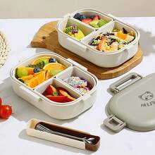 Kotak Makan Siang 3 Kompartemen yang Dapat Dilepas, Kotak Bento Plastik Portabel 800ml dengan Sekat untuk Persiapan Makanan, Microwave, Wadah Makanan Salad Buah Tertutup Tahan Panas, Untuk Dewasa, Pelajar, dan Piknik, Kembali ke Sekolah - MultiWarna - View 2