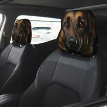 2pcs Sheepdog Print Car Headrest Covers - New Double-Sided Design Fits All Vehicles, Easy Installation - Funny Car Interior Decor For Male/Female Drivers/Passengers - Durable Fabric Headrest Protectors With Eye-Catching Print - Hat - View 2