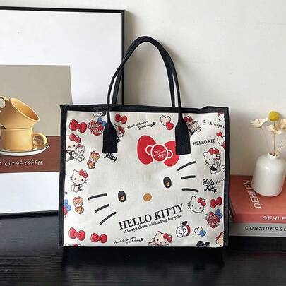 SANRIO 卡通帆布手提包，大容量手提包，学生通勤可爱单肩包，少女卡通手提包，学生必备