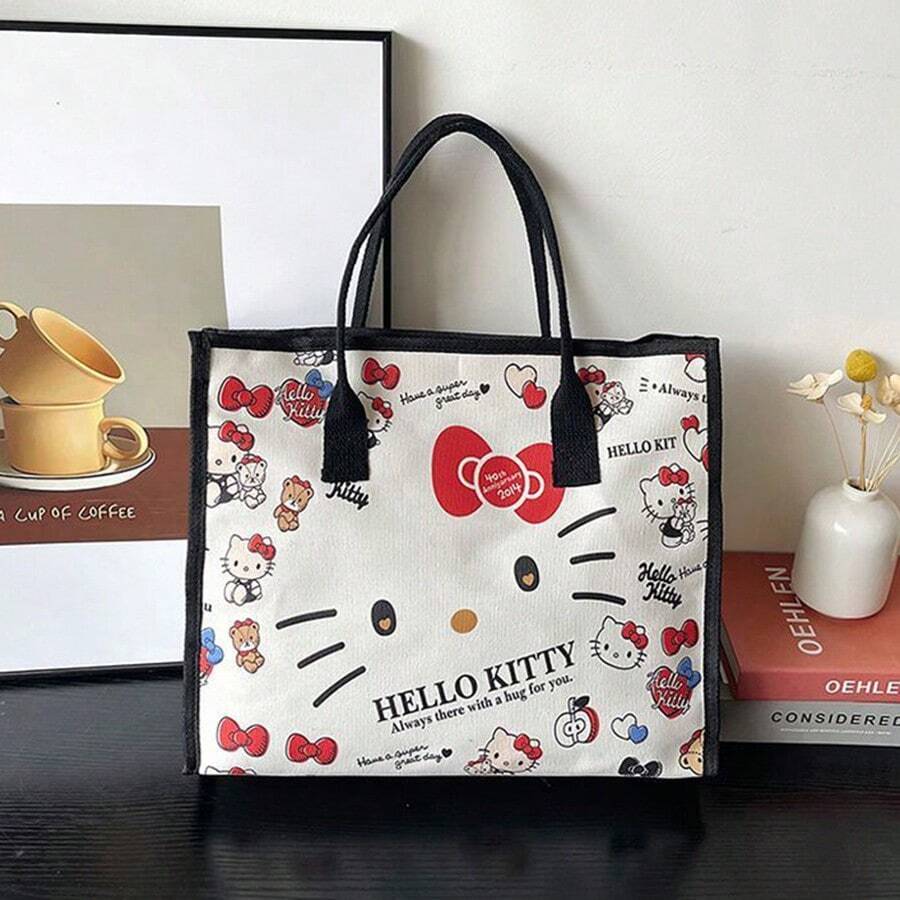 SANRIO 卡通帆布手提包，大容量手提包，学生通勤可爱单肩包，少女卡通手提包，学生必备 - A - 查看 1