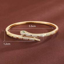 1pc Animal Snake Design Cubic Zirconia Inlaid Women Bracelet - Multicolor - View 7