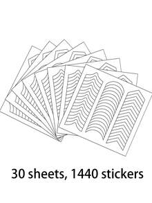 960 piezas Pegatinas para manicura francesa, Pegatinas de línea de sonrisa para arte de uñas, Pegatinas para uñas para principiantes, Cinta adhesiva para líneas de arte de uñas, Juego de herramientas y accesorios para arte de uñas, Suministros para uñas - Multicolor - Ver 25