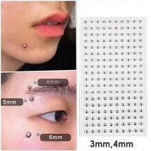 Non-Piercing, Self-Adhesive Convenient Silver Lip Ring, Eyebrow Stud, Ear Stud, Face Center, Belly Button, Lip Bead, Facial Rhinestone Adhesive Body Jewel Stickers - Sticker - View 2