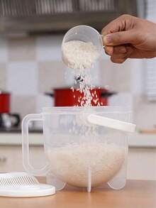 1pc - Rice Strainer - Used For Draining And Rinsing Rice, Allowing You To Wash Rice, Fruits And Vegetables Without Touching Water. Made Of Transparent PP Material, Includes Rice Strainer, Grain Cleaning Filter, Detachable Colander And Fruit/Vegetable Washing Tool. Thickened Plastic Material, Suitable For Washing Rice, Fruits And Vegetables. - Multicolor - View 6