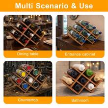 Natural Bamboo 3-Tier Wine Rack Free Standing Countertop Holder For 8 Bottles Wooden Storage Organizer Display Shelf For Kitchen Bar Cabinet Home Use - Dark Brown - View 5