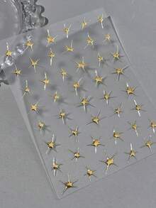 星星美甲贴纸，1张5D立体浮雕自粘DIY美甲贴纸 - 美甲用品及饰品，适合女孩和女士 - 春夏美甲，居家美甲沙龙必备 - 彩色 - 查看 14