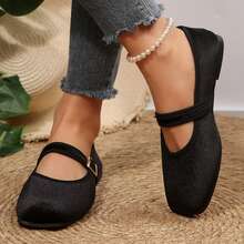 Comfortable Square Toe Flats Sandals For Women Soft Work Retro Mary Jane Shoes Comfortable Dress Shoes - 黑色 - 查看 1