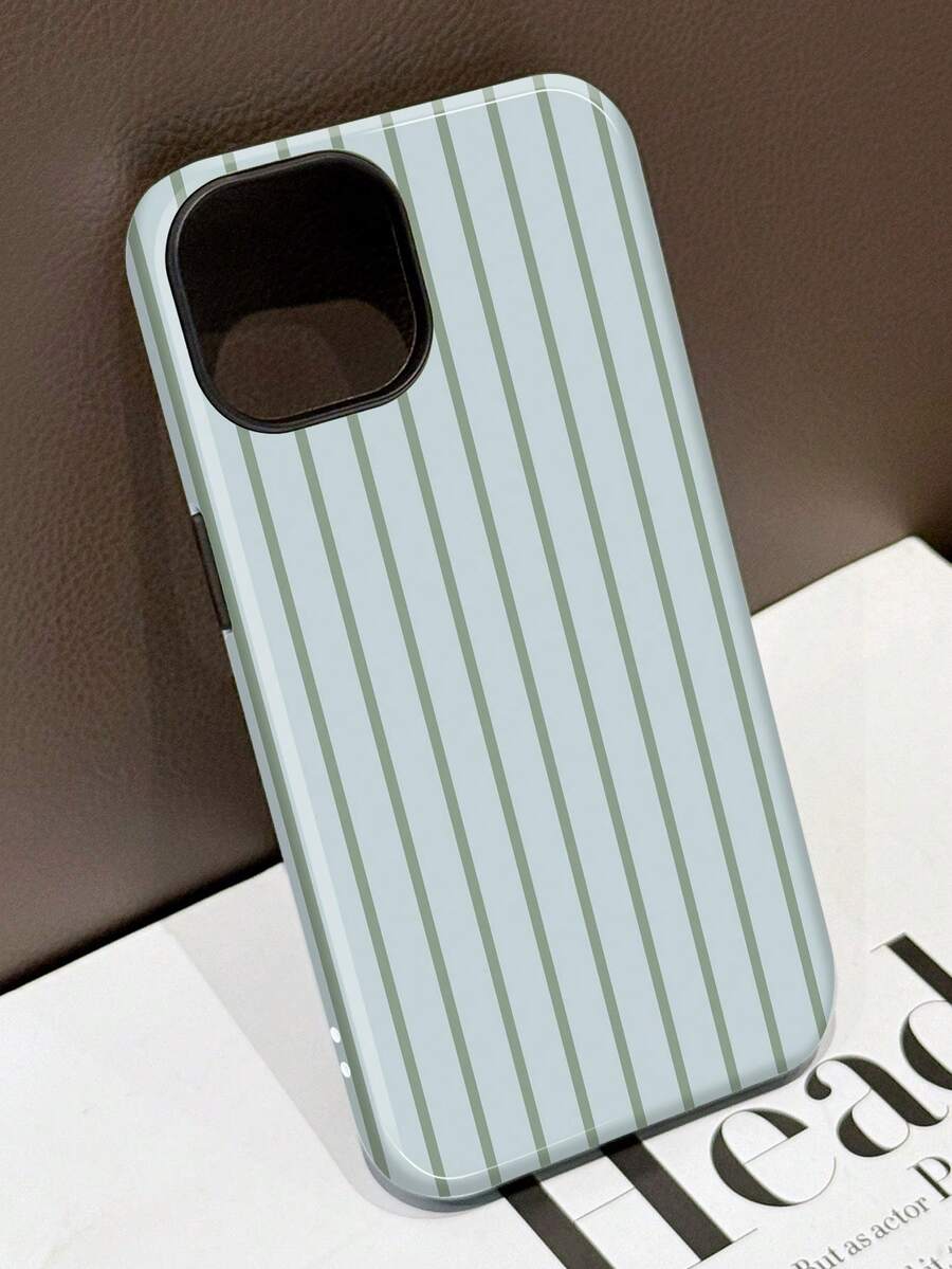 1件复古优雅撞色条纹亮面二合一硬壳手机壳，兼容三星/11/12/13/14/15/16/17 Pro Max - 彩色 - 查看 1