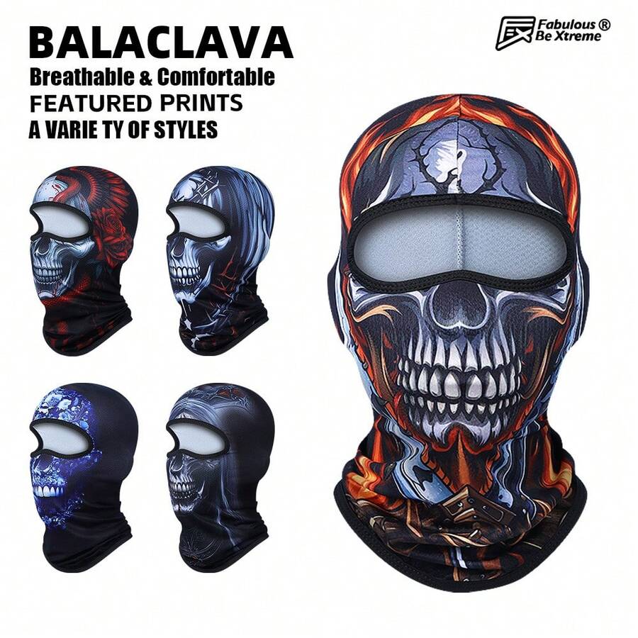 Fabulous Be Xtreme CS26-GT(01-10) Fashionable Skull Print Cycling Balaclava - Multicolor - View 1