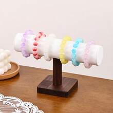 1pc Retro Walnut Wood Display Stand, Minimalist And Practical, Keeps Bracelets And Bangles Neatly Displayed, Declutters Desktop - Walnut Single-layer Bracelet Holder - View 6