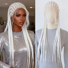 ZigZag Hair 白色、金色、蜜金色、黑色三种颜色可选，带蓬松发际线的编织蕾丝前假发，采用耐热纤维制成，适合日常佩戴、节日、派对、角色扮演、万圣节等场合。 - 彩色 - 查看 12