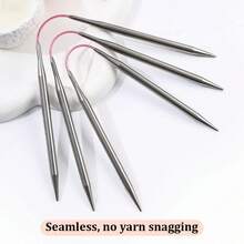 3pcs 9.06 Inch Stainless Steel Circular Knitting Needles, 2.0mm-6.0mm Sizes, Round Weaving Tools, Essential For Knitting Sweaters, Socks, Sleeves, Great For Smooth And Even Yarn - 3 Circular Knitting Needles - View 4