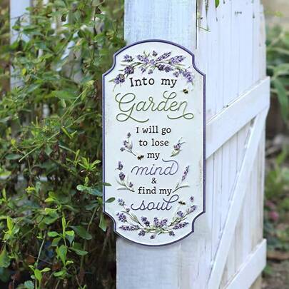 疗愈花园木质装饰牌“走进花园” - 复古花卉庭院墙饰