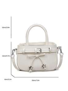 Dedoo 1pc Small Women's Handbag, Contrast Color Design, Retro Texture, Versatile For Casual & Commute - Beige - View 3