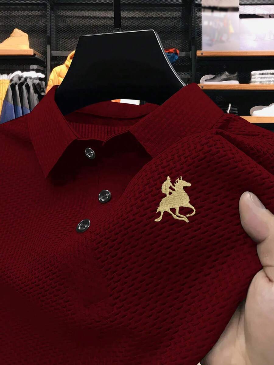 一件精致刺绣图案男士商务休闲POLO衫,面料舒适,适合高尔夫、网球、户外旅行、休闲等场合,是送给男士的绝佳礼物。 - 紅色 - 查看 1