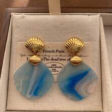 Elegant Colorful Shell Earrings, Luxury Ocean Romantic Delicate Design Versatile Earrings For Women - tetesan air - View 3