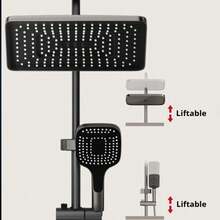 Black Home Shower Head With High Flow & 4 Adjustable Spray Modes, Multifunctional Shower Set - Black - View 3