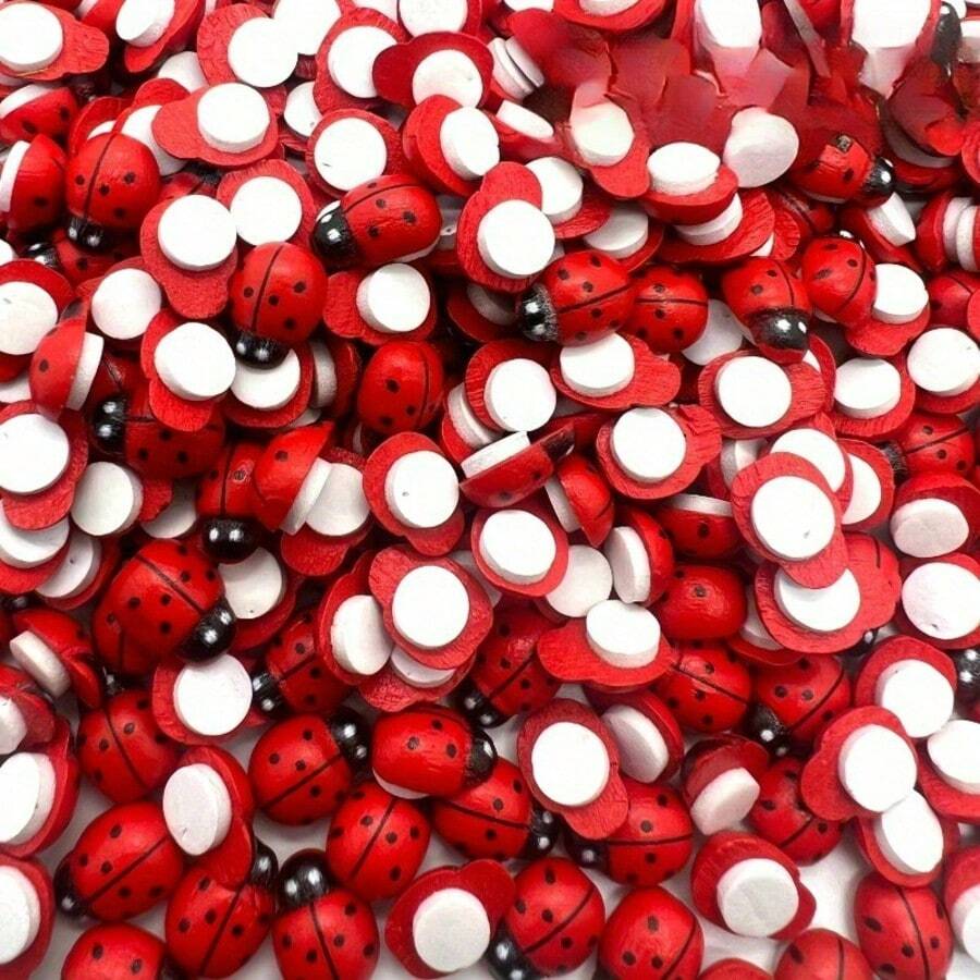 100/50/10pcs Mini Red Ladybug Stickers - Self-Adhesive Reusable Decorations, Suitable For Crafts, Card Making, Garden Party Decor And Room Decor. Designed In Red, These Stickers Are Perfect For Handmade And DIY Projects. - Multicolor - View 1