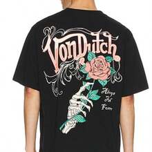 Fashion Vintage Prints Shirt, Summer Tops Streetwear, 1pcs Women's Von Ditch Dragon Floral Design Red And Green Print Fabric Soft & Skin-Friendly Unisex Style Gifts For Spring Festival, Valentine's Day, St. Patrick's Day & World Cup-Van Dutch Dragon Print Women T Shirt Classic Americana Style Graphic Sports Fan Gift - Đen 2 - Xem 1