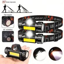 LiHangStar 1/2/4pcs Outdoor Super Bright LED Headlamp, USB Rechargeable Front Light, Adjustable Lighting Angle, Magnetic Headlamp Flashlight, Suitable For Camping, Running, Fishing, Emergency - High-brightness Headlamp - View 2