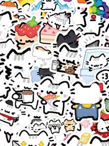 90张罗勒猫贴纸，趣味猫咪贴纸，猫咪主题礼物，卡通贴纸，可爱贴纸，趣味贴纸，动物贴纸，美观贴纸，乙烯基贴纸，适用于水瓶、保温杯、吉他、行李箱、手机、手机壳、笔记本电脑、滑板等，绝佳礼品 - C - 查看 7
