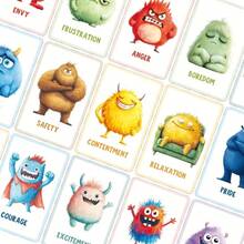 32 tarjetas de monstruos de emociones con texto instructivo, tarjetas lindas para la autorregulación y la mejora del estado de ánimo - Multicolor - Ver 4