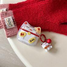 1个创意猫耳招财耳机保护套，兼容苹果S3/S4，卡通保护套，兼容 Pro2、Pro3 - 彩色 - 查看 4