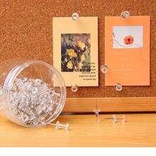 100 piezas de chinchetas blancas transparentes, adecuadas para tableros de anuncios de oficina y escuela, tableros de exhibición de reuniones, sujeción de documentos - 100 piezas/caja - Ver 4