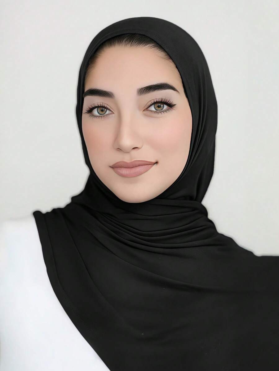 1 pieza Hiyab de mujer de jersey, hiyab de modal, tela de sudor, unicolor, suave y sedoso, cómodo y transpirable, pañuelo, turbante de jersey, chal de 180cm*70cm, adecuado para uso diario, al aire libre, oración, culto, playa, vacaciones - Multicolor - Ver 1