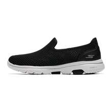 Skechers 女士休闲一脚蹬鞋，舒适日常户外运动鞋 GO WALK 5 通勤步行鞋 124163-BKW，春季款 - 黑色/白色 - 查看 1