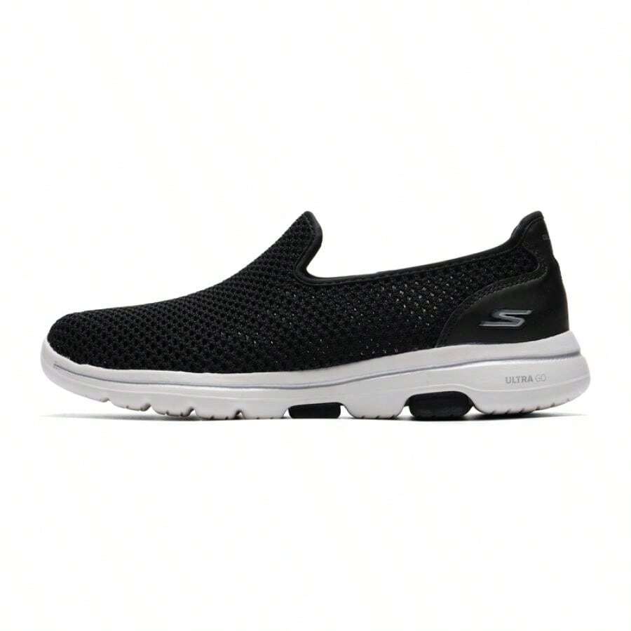 Skechers 女士休闲一脚蹬鞋,舒适日常户外运动鞋 GO WALK 5 通勤步行鞋 124163-BKW,春季款 - 黑色/白色 - 查看 1