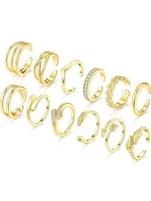 12件套女士脚趾环，不易褪色，简约可爱，开口可调节，夏威夷海滩夏季脚趾环。 - 彩色 - 查看 9