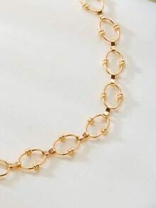 1pc Fashionable Versatile Geometric Hollow Metal Waist Chain, Suitable For Women's Daily Wear, Gift - Gold - View 3