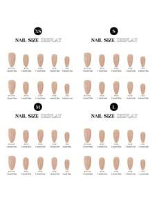 10 piezas de uñas postizas minimalistas desnudas hechas a mano, uñas acrílicas falsas ovaladas largas de color rosa transparente brillante, perfectas para uso diario y novia de boda, con pegamento de gelatina y lima de uñas, suministros de arte de uñas DIY - Champán - Ver 7