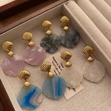 Elegant Colorful Shell Earrings, Luxury Ocean Romantic Delicate Design Versatile Earrings For Women - tetesan air - View 6