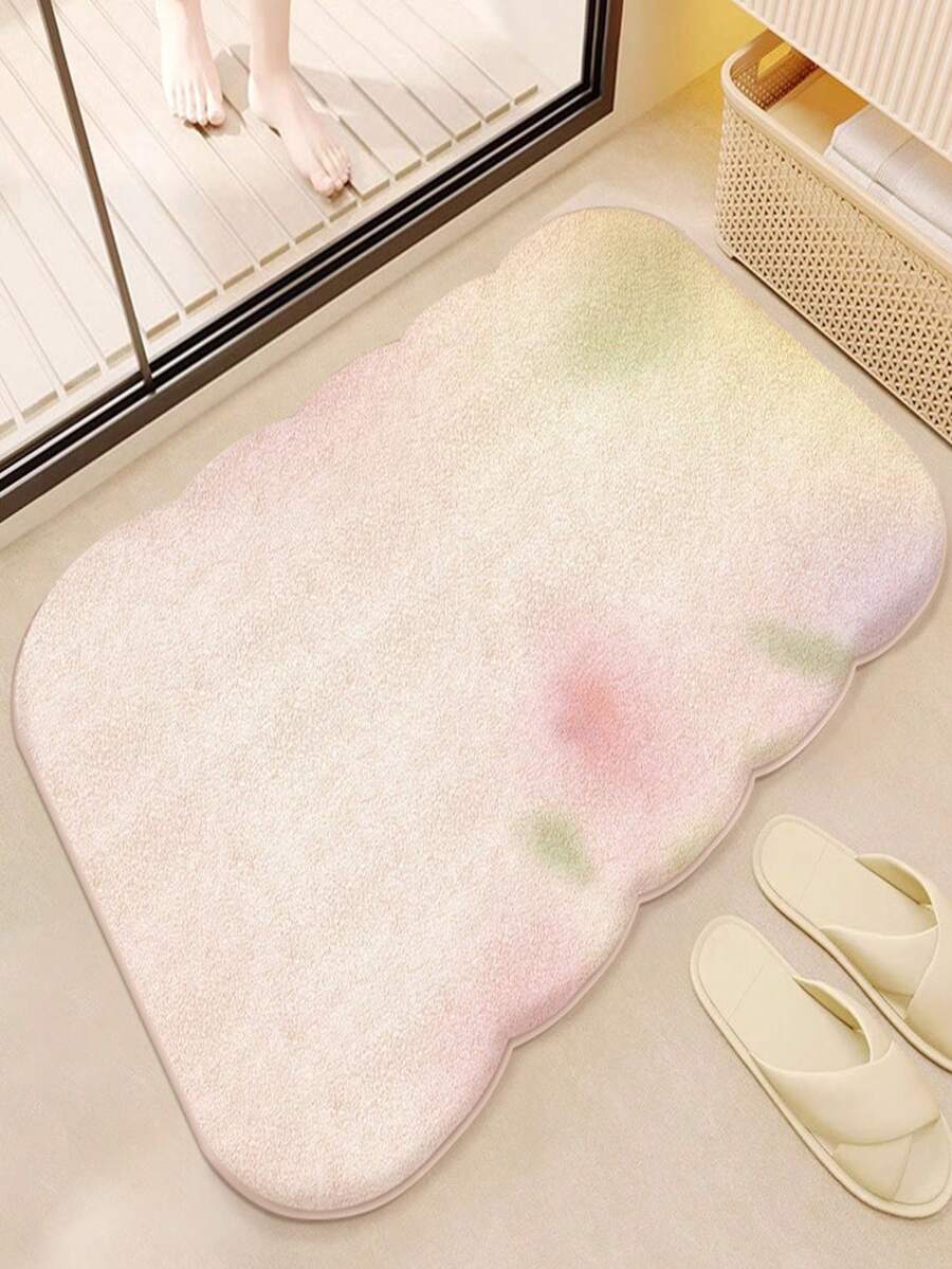 1 pieza Almohadilla de estilo crema, almohadilla de peluche rosa, alfombra de imitación de cachemira engrosada, almohadilla suave y amigable con la piel, manta para dormitorio y dormitorio, resistente a las manchas y a los arañazos, adecuada para usar en dormitorios, mesitas de noche y salas de estar - Flores nebulosas - Ver 1