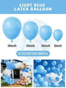 The Light Blue Balloons Come In Sizes Of 18/12/10/5 Inches (Varying Quantities) And Are Suitable For Birthdays, Bridal Engagements, Graduation Season, Princess Themed, Bachelor Themed, And Light Blue Themed Party Decorations (With Ribbons And Knotters) - View 2