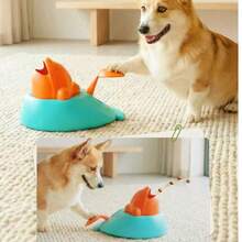 互动式宠物喂食器，猫狗训练零食分配器玩具，零食发射器，一键单声操作，适用于颗粒/块状/棒状零食，娱乐益智玩具，3米射程，发射零食，消耗能量，一起玩耍 - 彩色 - 查看 2