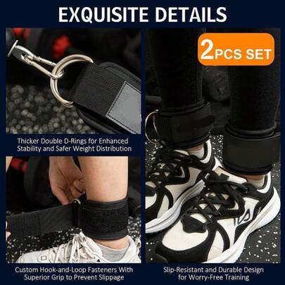 2pcs High Quality Ankle Straps | UNIQUEFORYOU Rubber Ankle Straps For Glute Exercises & Strength Training