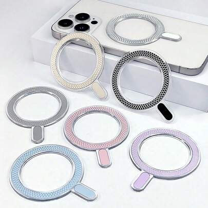 防震磁吸式手机支架 2/1 件装 强力磁环车载磁吸无线充电水晶菠萝菱形网格图案磁片，适用于磁吸无线充电器手机壳，兼容 17/16/15/14 Pro Max 和 Galaxy 安卓配件，母亲节礼物 春季周年纪念日礼物