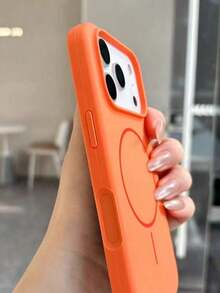 Liquid Silicone Magnetic Phone Case Compatible With IPhone 16 Pro Max Waterproof Shockproof Anti-Fall Scratch Resistant - Orange - View 6