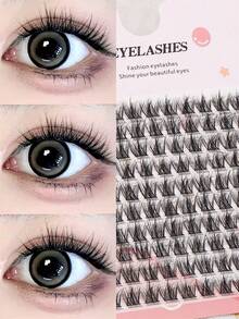 100pcs C-Curl Fluffy False Eyelashes Extension Set, Thick & Voluminous Cat Eye & Cluster Design, Segmented For DIY Makeup, Suitable For Beginners, Reusable Lash Clusters For Daily, Party, Valentine's Day, Travel, Photography, Holiday Makeup - C - 查看 6