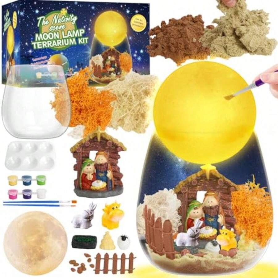 Set De Artesanía Con Recipientes De VidrioKit de Contenedor Transparente Iluminado Niños Pinta Tu Propia Lámpara Set De Juguetes DIY Luz Nocturna Regalo De Cumpleaños Y Navidad Para Niños. Jesús - Multicolor - Ver 1