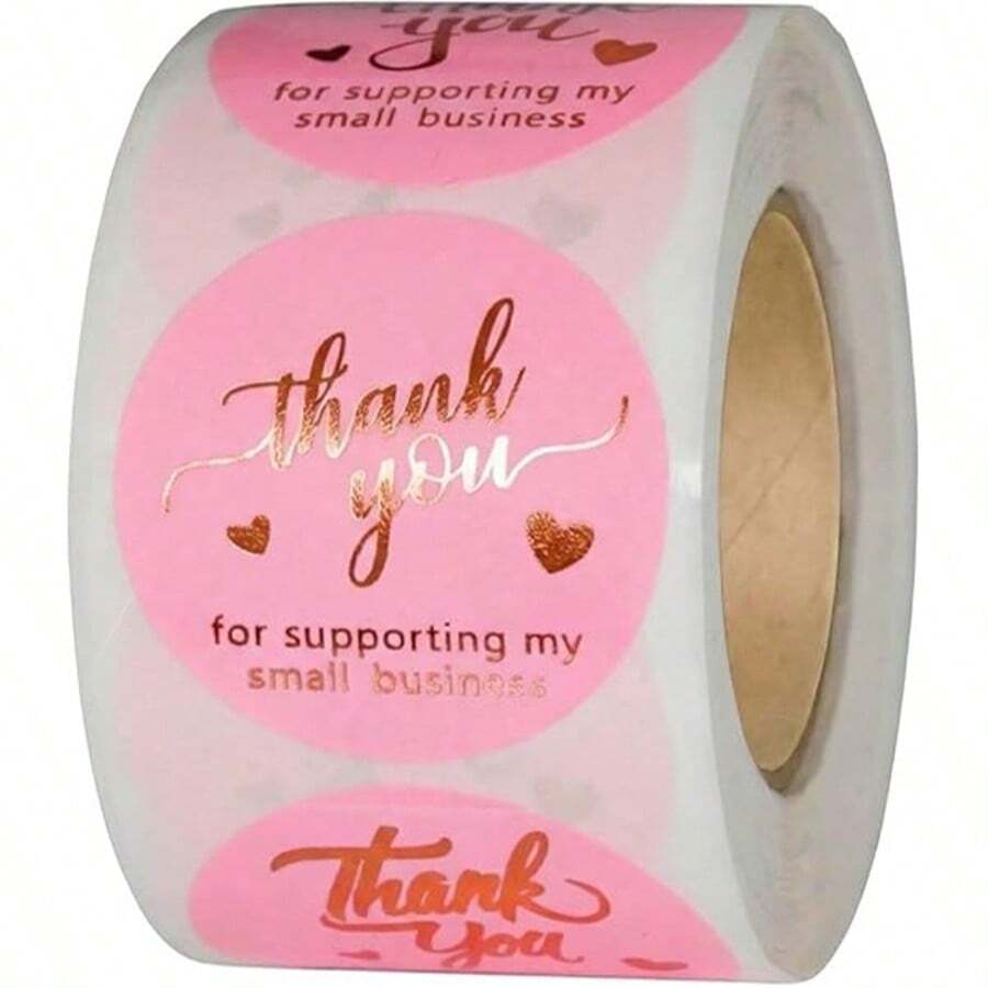 Nhãn dán "Cảm ơn" màu hồng và vàng hồng, kích thước 1.5 inch, phù hợp cho các doanh nghiệp nhỏ, bao bì sản phẩm doanh nghiệp nhỏ, nhãn dán tự dính chống thấm nước với thiết kế đẹp mắt, nhãn dán niêm phong phong bì bền chắc. - Màu Cam san hô - Xem 1