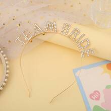 1 chiếc / 10 chiếc Băng đô cài tóc cô dâu đính đá lấp lánh chữ cái tiếng Anh cho phù dâu, làm bằng hợp kim. - Vàng - Xem 4